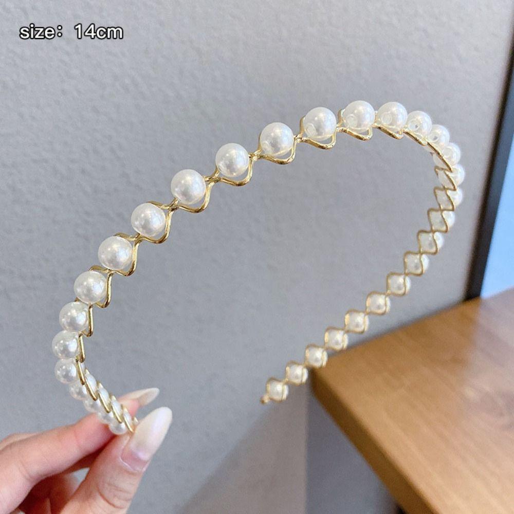

Alloy Hair Hoops Versatile Headpiece Simple Pearl Hairband 10