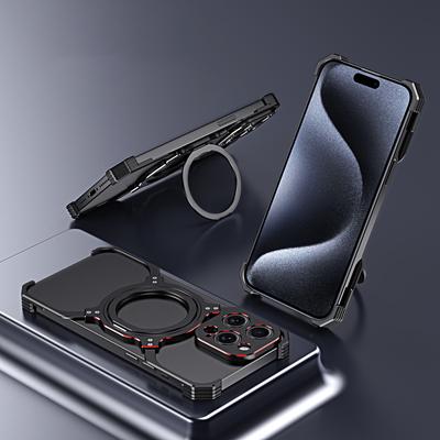 Für iPhone 14 Pro Ständerhülle Rahmenloser Metallstoßfänger Handyhülle Kompatibel mit MagSafe