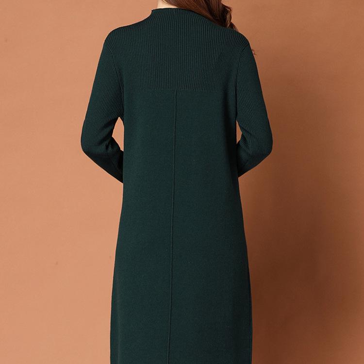 Lässiger Stil Strickpullover Damen Midilanges Kleid Lockerer Strickpullover Lässiges Einfarbiges Strickkleid