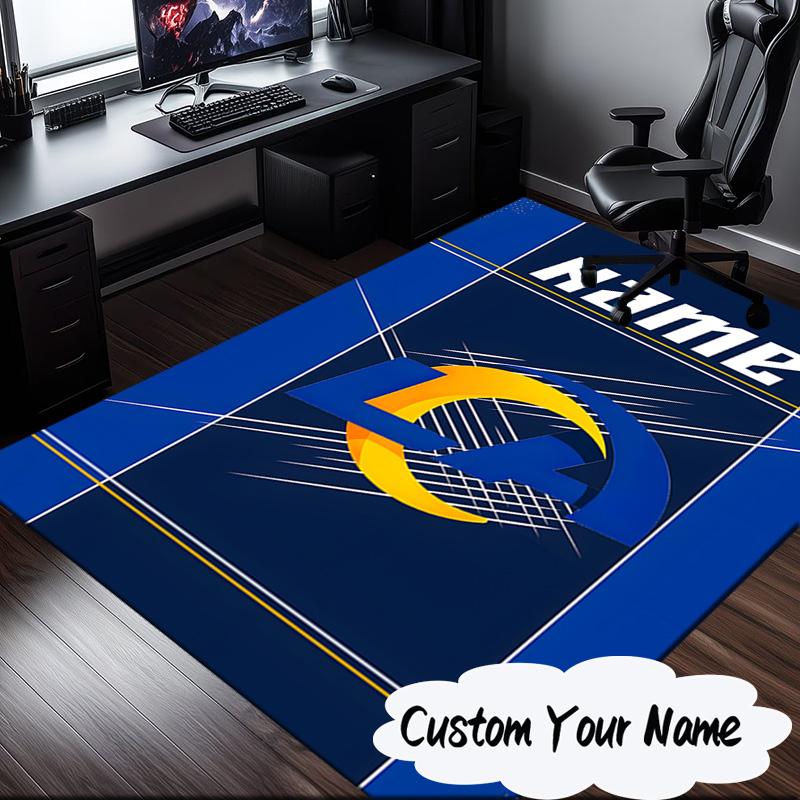 Custom Name Los Angeles Team Spirit Rug for Living Room, Game Rooms, Office, Bedroom, Floor Mat Playful Design, Fan Gifts Christmas Decor