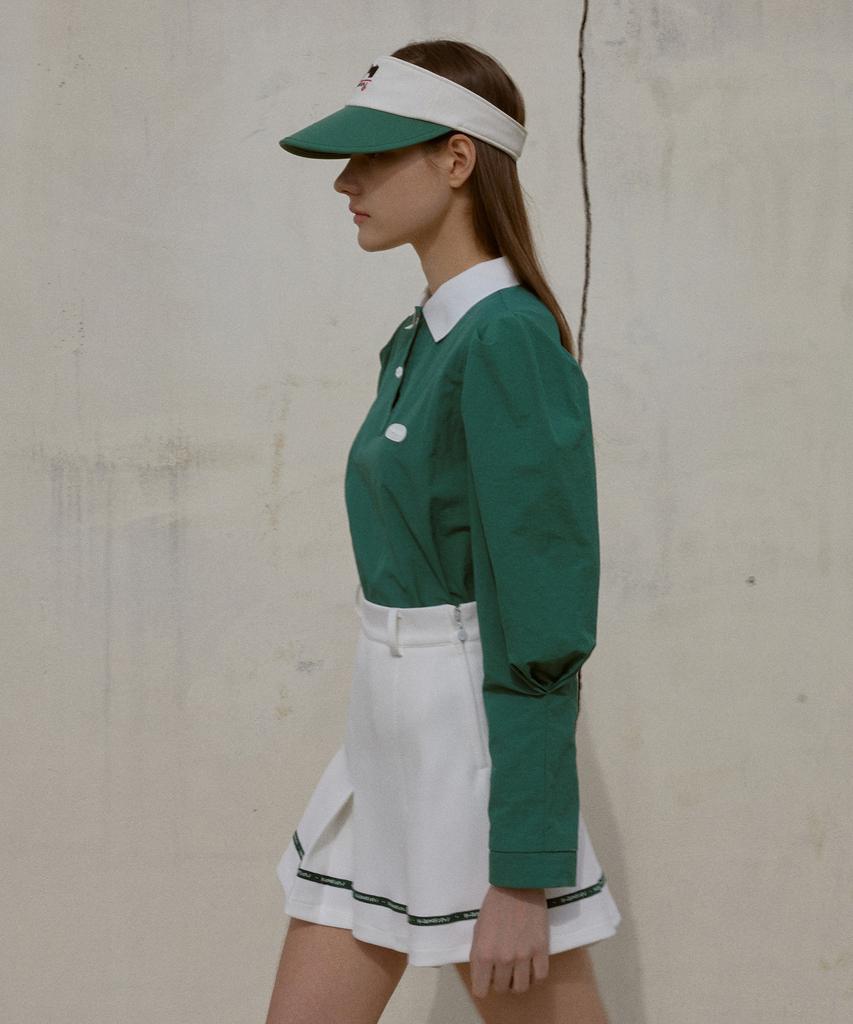 KANDINI Green Nylon Puff Collar Tee