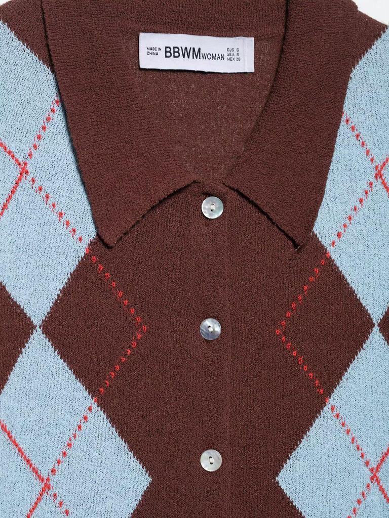 Spring 2025 Women's European & American Fashion Diamond Pattern Knit Top