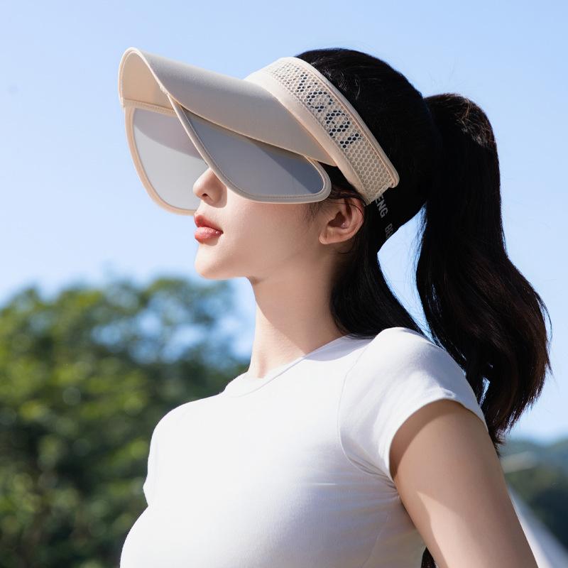 Summer new hat women's versatile letter pull plate sun protection empty top hat sports visor outdoor sun hat