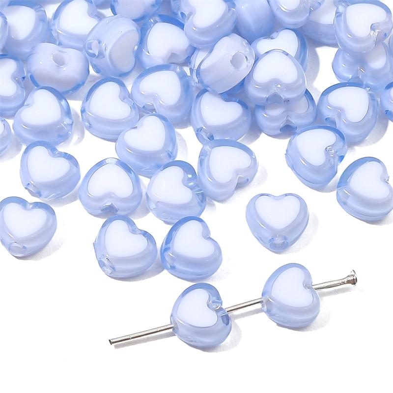 30Pcs Acrylic Heart Shape Beads Loose Spacer Beads for Jewelry Making DIY Bracelets Necklace