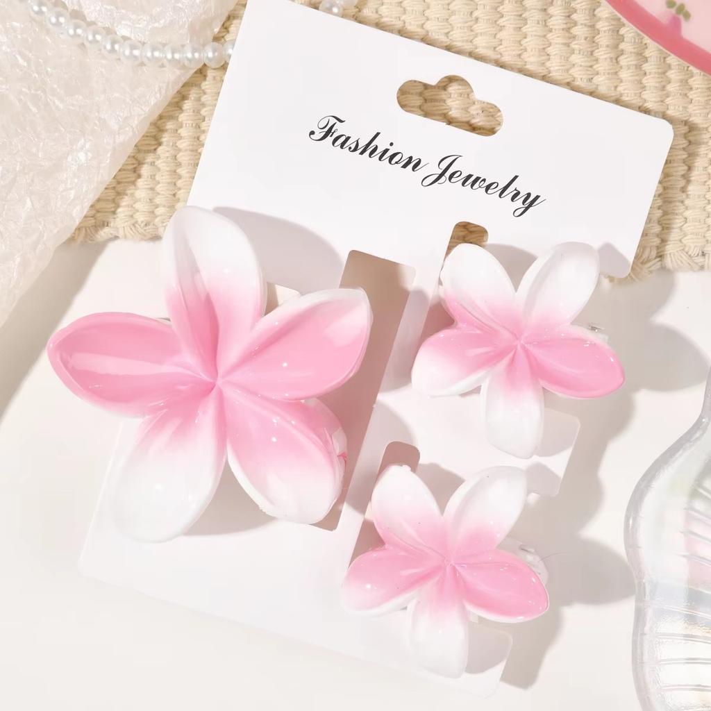 3 Pcs Hawaiian Hair Claw Clip for Women,Flower Marble Vein Hairpin Barrette Summer Vacation Beach Cute Fashion Hair Accessories