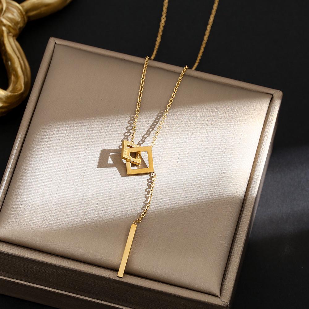 Colier din Oțel Titan Placat cu Aur de 18K, Lanț Claviculă de Înaltă Calitate pentru Femei - Bijuterii care nu se Decolorează