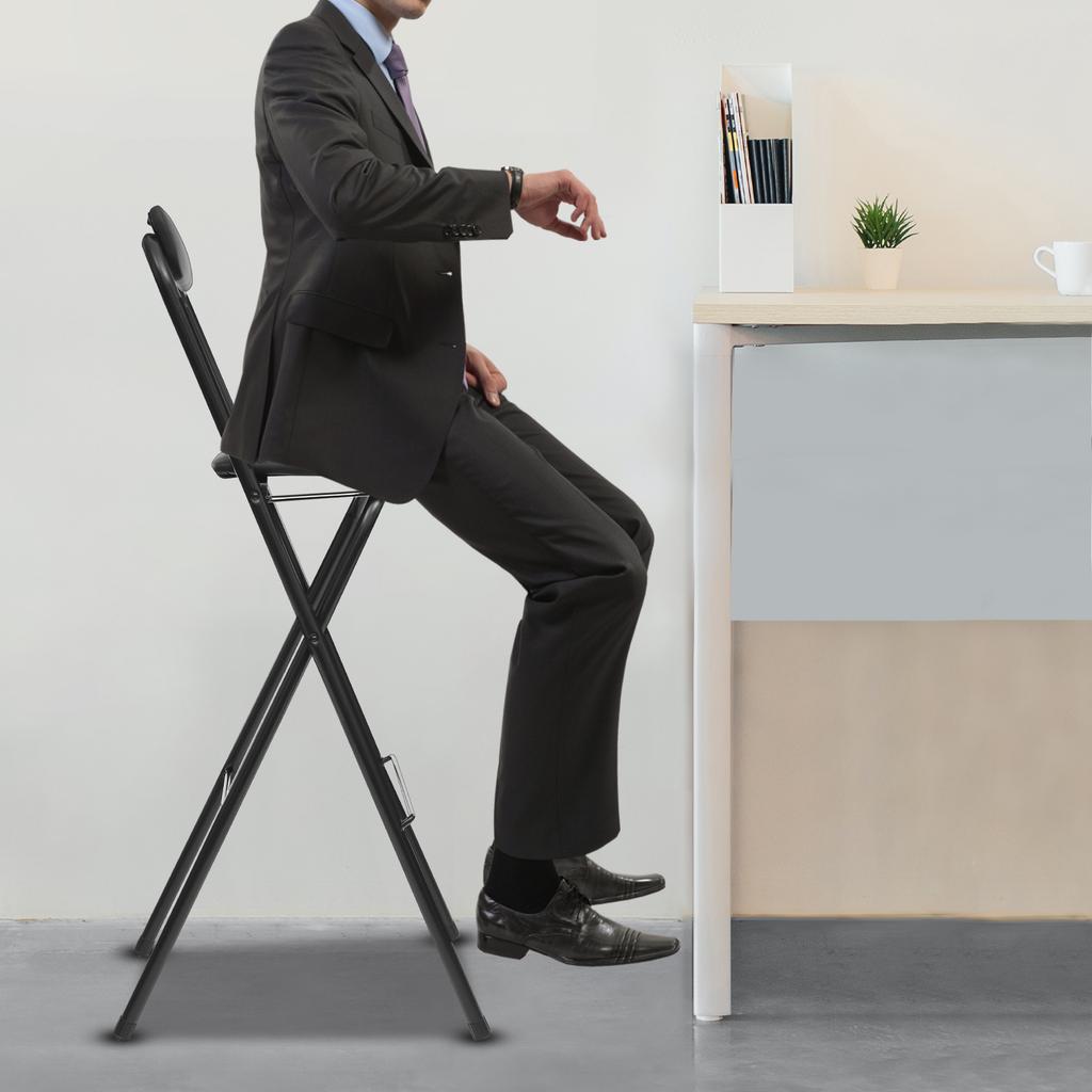 75cm Height Portable Foldable Bar Chair,Tall Folding Chair for Kitchen Office Cafe,Lightweight Compact Stool W/ 275lbs Capacity