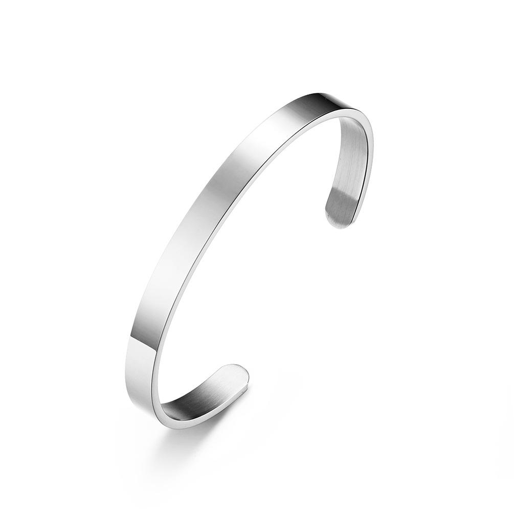 

Унісекс Простий Браслет-манжета з гладкою поверхнею 4 мм 6 мм 8 мм з титанової сталі з лазерним гравіюванням