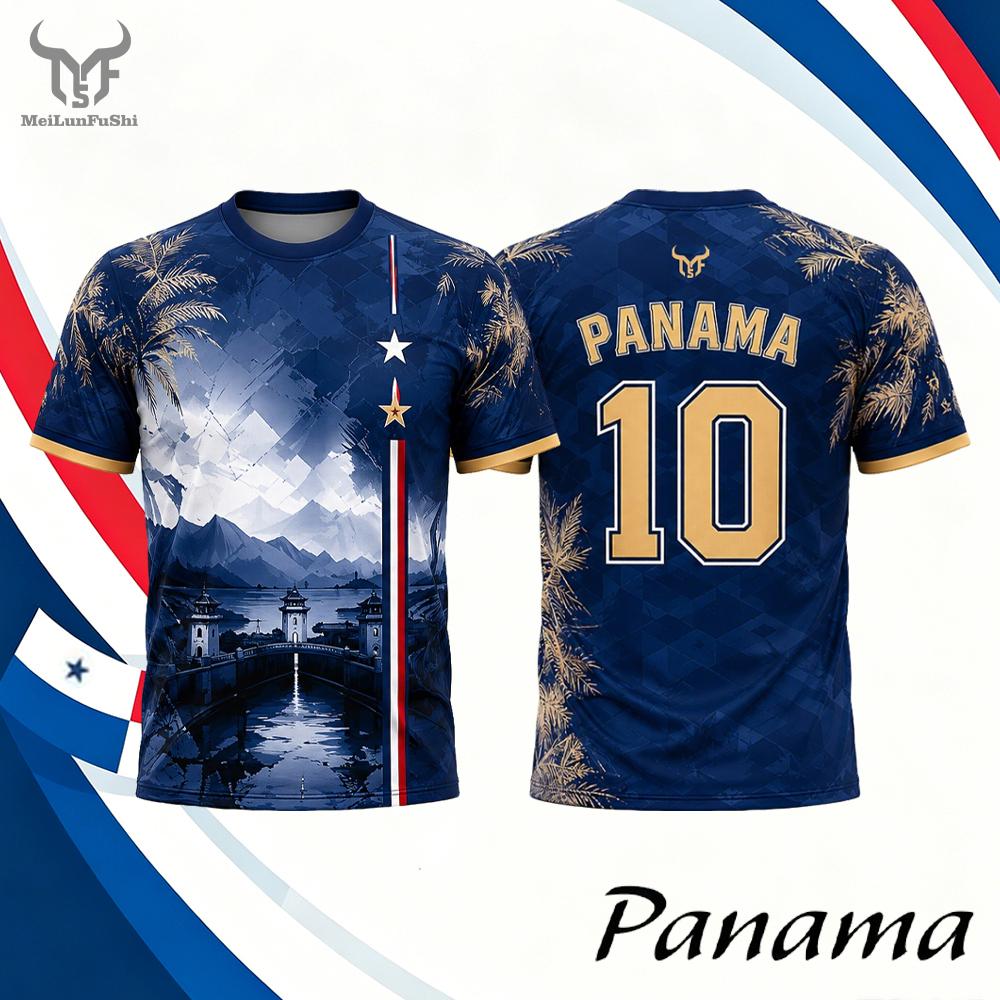 Summer Panama Flag Quick Drying Breathable Round Neck Sports Short Sleeve T-shirt XXS