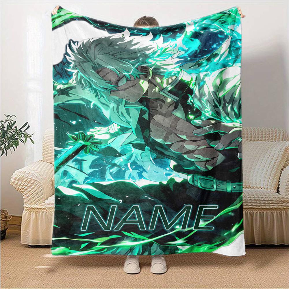 Customiz Name Personality Demon Slayer characters Blanket Soft &Warm Sofa Office Bed Travel Lunch Break Blanket, Gift Suitable All Seasons