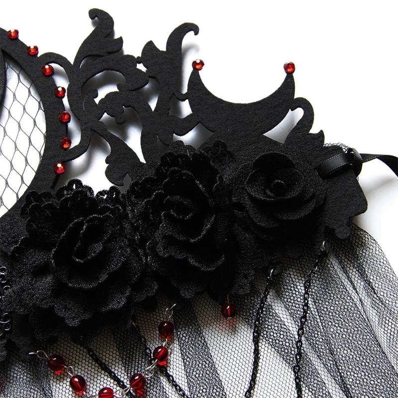 Tag der Toten Stirnband Gothic Kopfschmuck Schwarzer Schleier Krone Barock Tiara Krone Lolita Haaraccessoires Halloween Krone