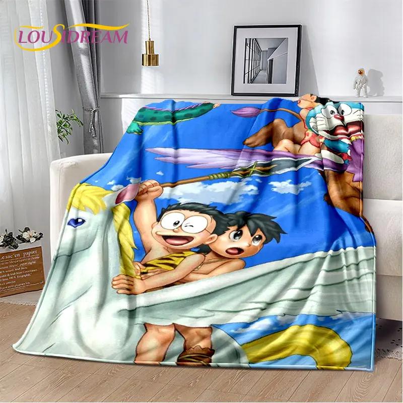 Coperta morbida in peluche cartone animato anime Doraemon, coperta in flanella per soggiorno camera da letto letto divano picnic, copertura calda per bambini