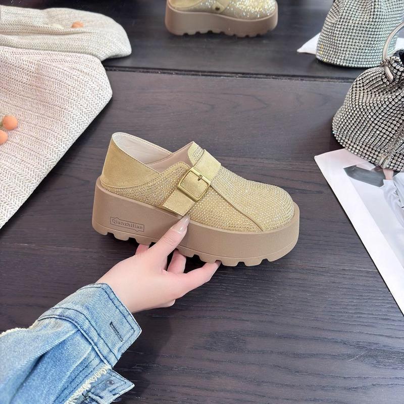 Muffin thick-soled small woman spring new one pedal two wear casual heightening shoes
