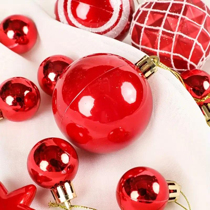 Colorful Christmas Balls Festive Shaped Plastic Baubles Reusable Decorative Tree Ornaments Holiday Party Decor Supplies