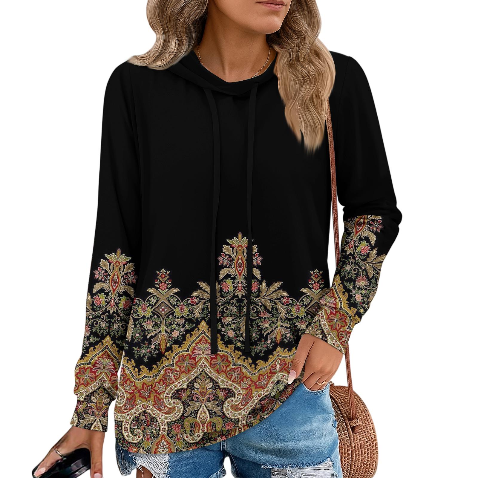

Womens Pullover Hoodies Teen Girls Fashion Hooded Sweatshirt Womans Fall Tunic Top L чорний