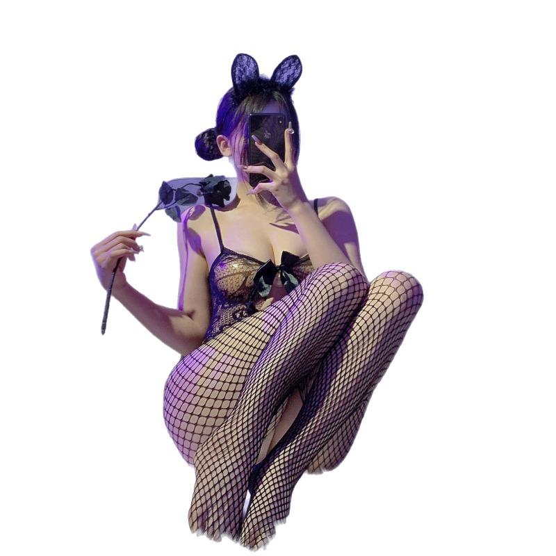 Sex Underwear Hollow Transparent One-piece Open Socks Passion Can Tear Net Clothes Sm Temptation Black Silk Sexy Battle Suit