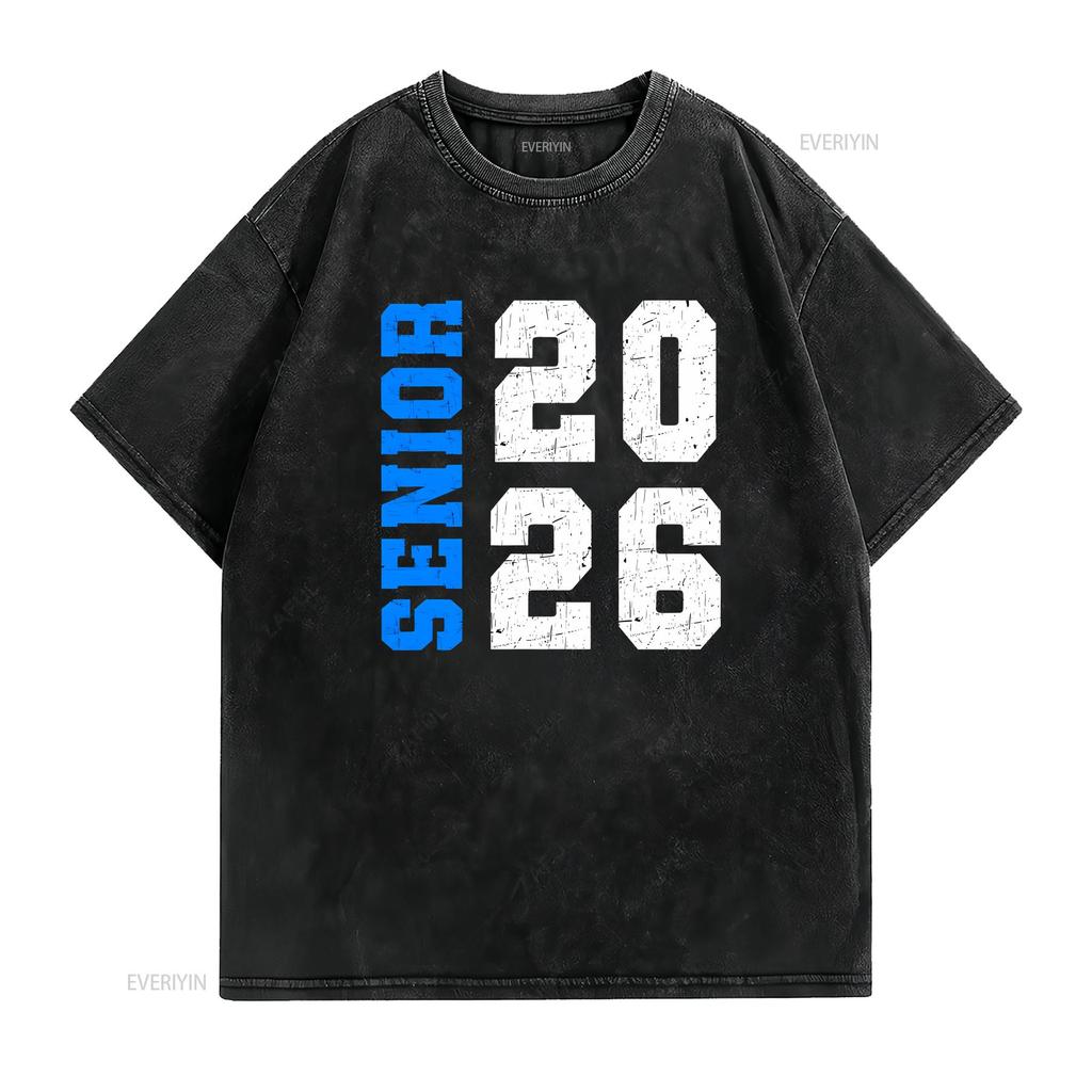 Senior 2026 T Shirt Class Of College High School Graduate vintage Washed Soft homme Stretched designer clothes Slightly Stylish