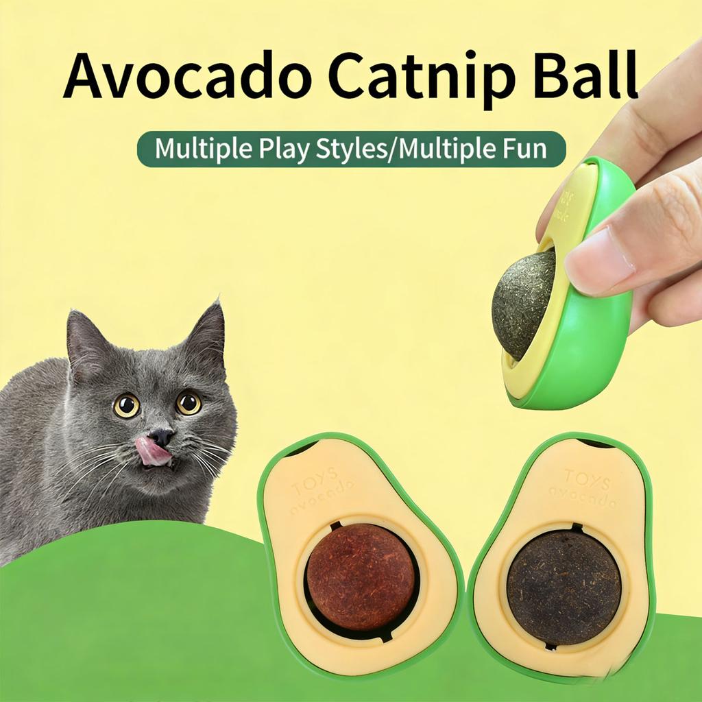Avocado Shape Cat Catnip Wall Ball Toy Natural Silvervine Licking BallWall Mounted Dental CleaningTeethGrinding Kitten Oral Care