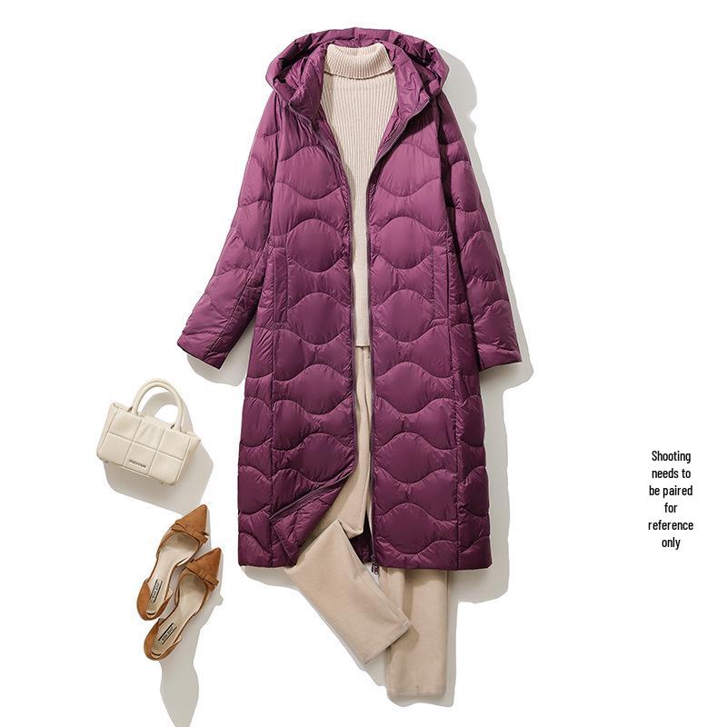 Youjia Damen Extra Lange Kapuzen-Daunenjacke - Schlankmachend und Warm für Herbst/Winter.