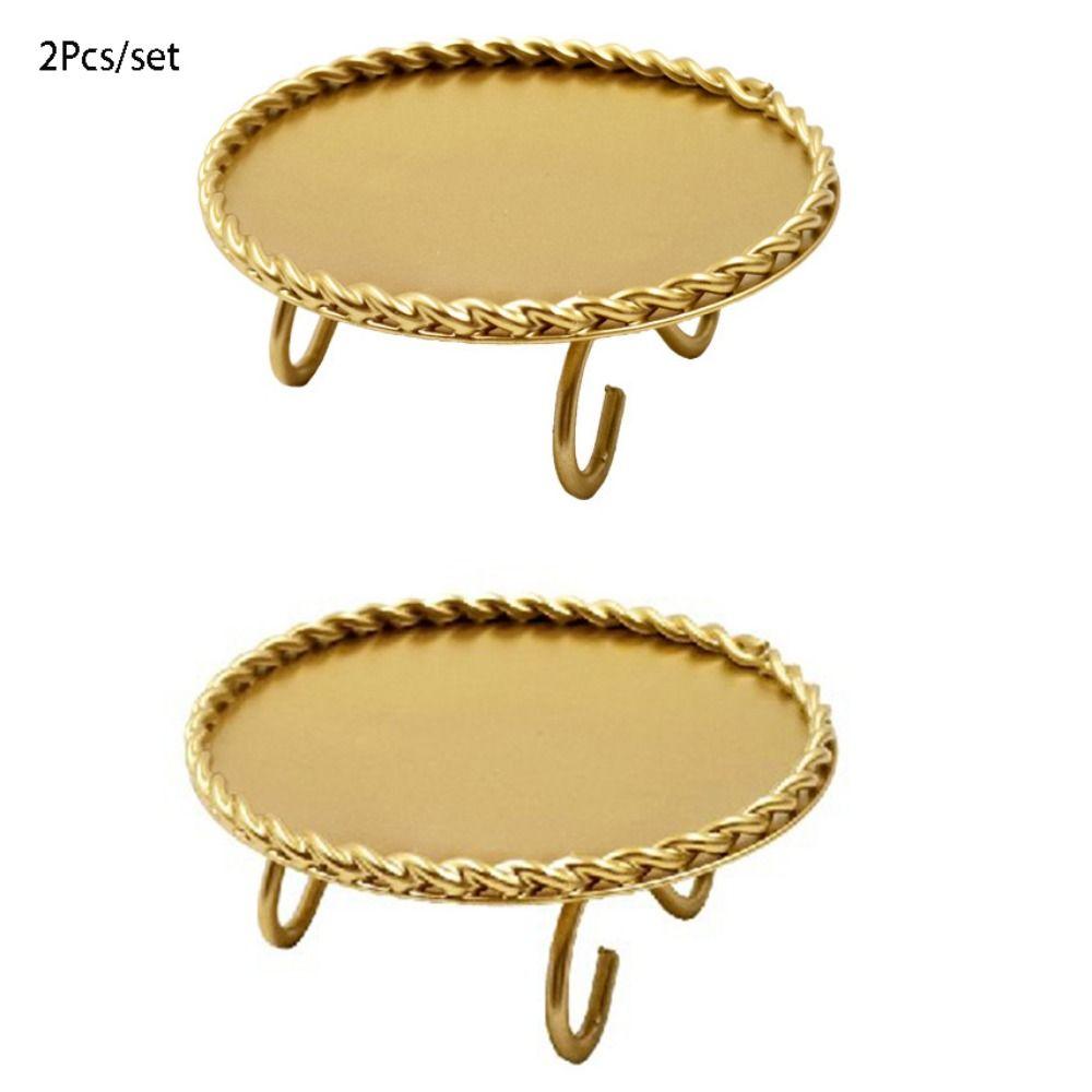 

2 шт./набор Романтический золотой подсвечник Геометрический дизайн Маленький поднос для хранения Ужин при свечах 2Pcs/set