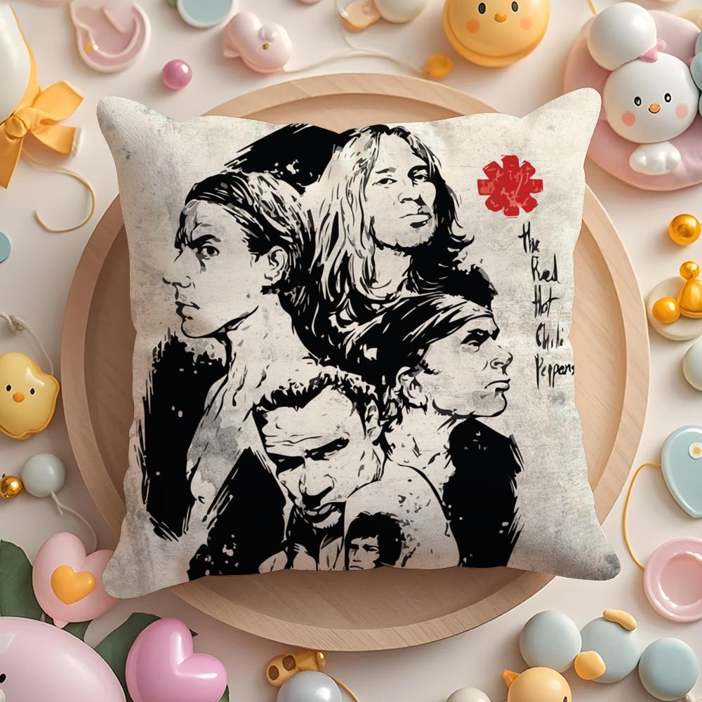 RRed Hot CChili Peppers Band Cushion Cover Plush Fabric Soft DoubleSided Printed Sofa Warm Winter Home Gift Pillow Cover