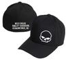 Curved Skull Curved Bill Stretch Fit Baseball Cap Large Harley-Davidson Men's - Black, Black,