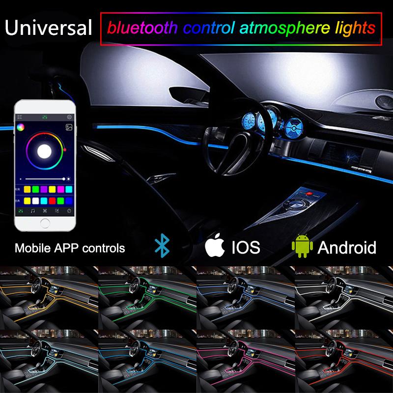 4x RGB LED Atmosphere Light Strip Kit for Car Interior 12V