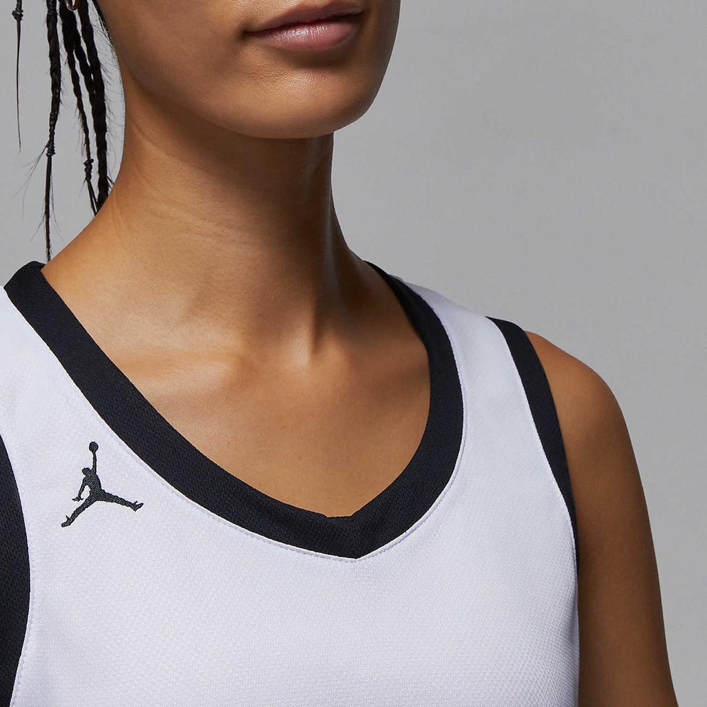 Jordan Dri-Fit Color Block Logo Print Letter V-Neck Sleeveless Basketball Jersey Women Tops White HF1070-106
