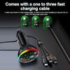 Car Bluetooth 5.0 FM Transmitter MP3 Modulator Player Handsfree Audio Receiver With 3 In 1 Charge Cable for IPhone Huawei Xiaomi