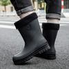 Fashion Men's Water Shoes Winter Wear Non-slip Work Rain Boots New Warm Bundle Middle Tube Rain Shoes Men