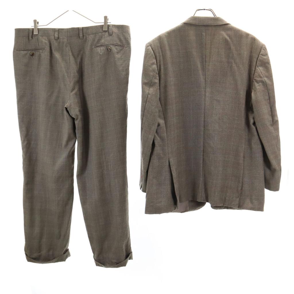 Lanvin 90s Wool Old Check Pattern Suit Setup ST50-56 Gray Men's Used