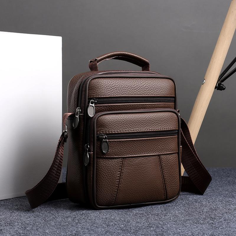 Genți de umăr tip poștaș din piele naturală pentru bărbați, genți mici cu buzunar pentru telefon, genți business crossbody din piele de vacă, cadou pentru bărbați