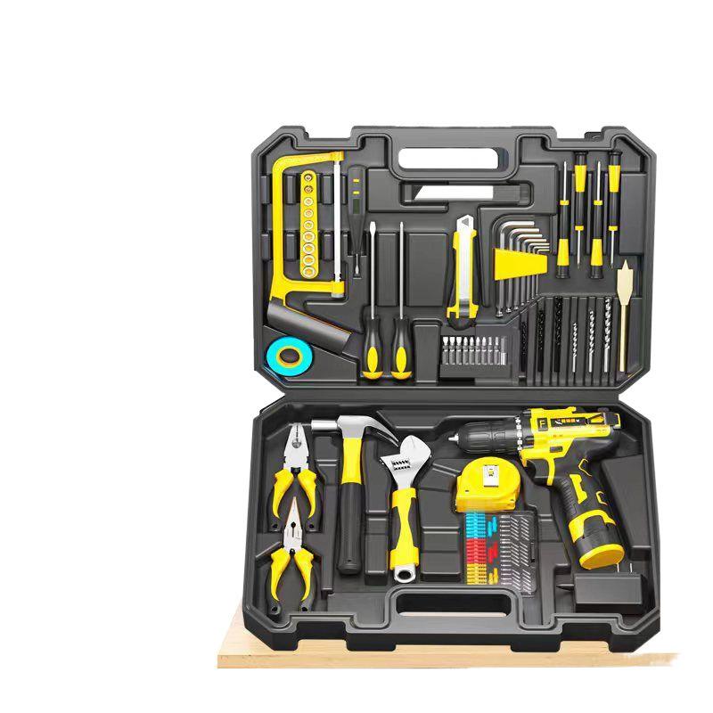 Electric Drill Toolbox Full Set of Household Tools Set Combined Hardware Maintenance Electric Screwdriver