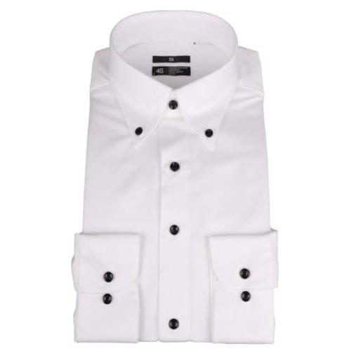 SUIT SELECT 4S BLACK LINE Slim Fit Men's Dress Shirt Non-Iron Stretch Cutaway Collar White Dobby L Size 41-86