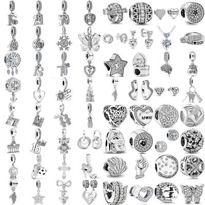 Perles attrape-rêves blanches plaquées argent 925 adaptées aux bracelets à breloques originaux pour femmes, accessoires de bijoux à faire soi-même
