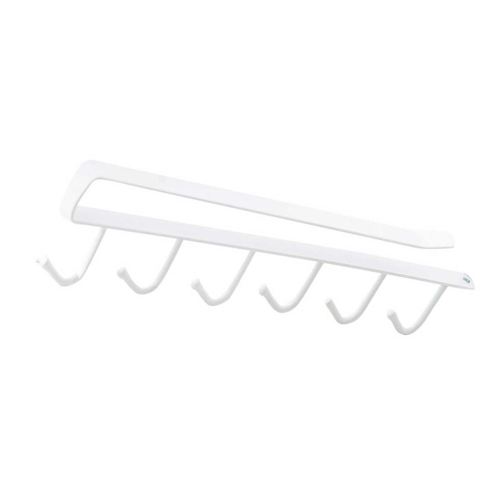 Under Cabinet Hook Multifunctional Rustproof Iron 6 Hooks Cabinet Storage Hanger for Bedroom Kitchen White