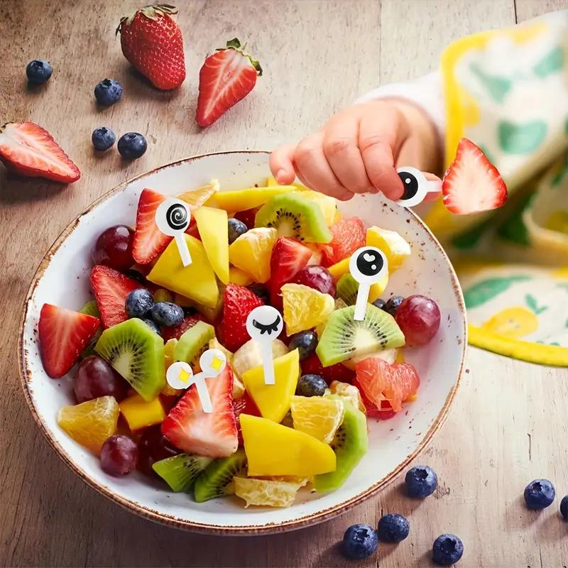 10pcs/set Cartoon Cute Baby Stainless Steel Fruit Fork with Small Ceramic Jar Household Creative Safety Children's Fruit Forks