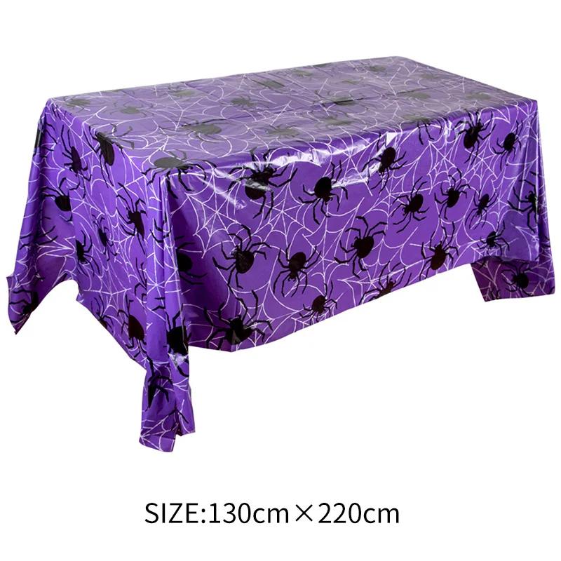 

Halloween Decoration Tablecloth,Disposable Pumpkin Spider Web Bat Plastic Table Cover,Halloween Party Home Table Decor 220X130CM