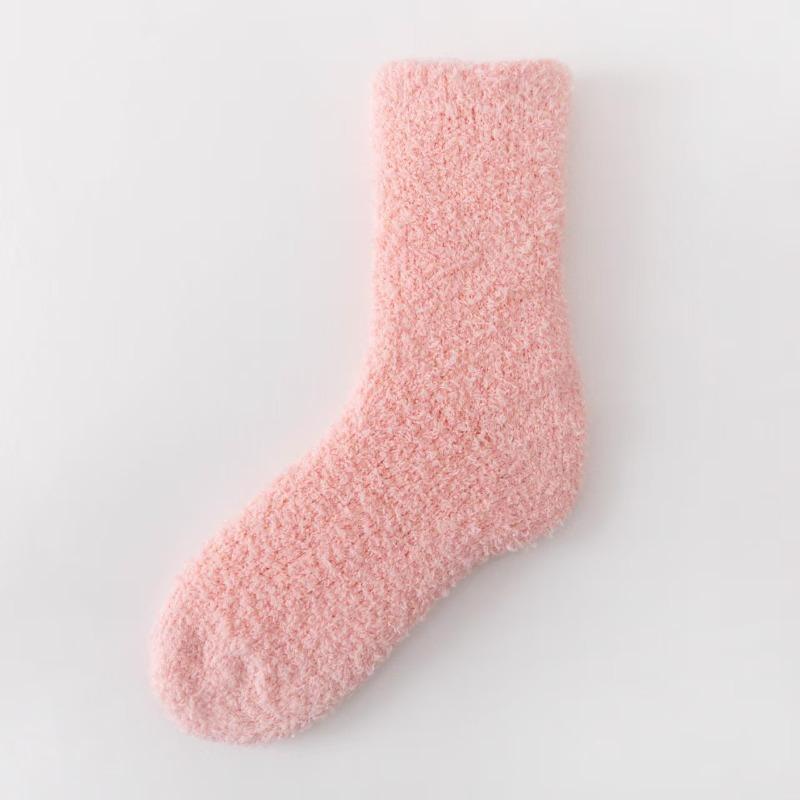 E-commerce autumn and winter plus women's socks coral fleece socks do not shed hair solid color home warm sleep socks