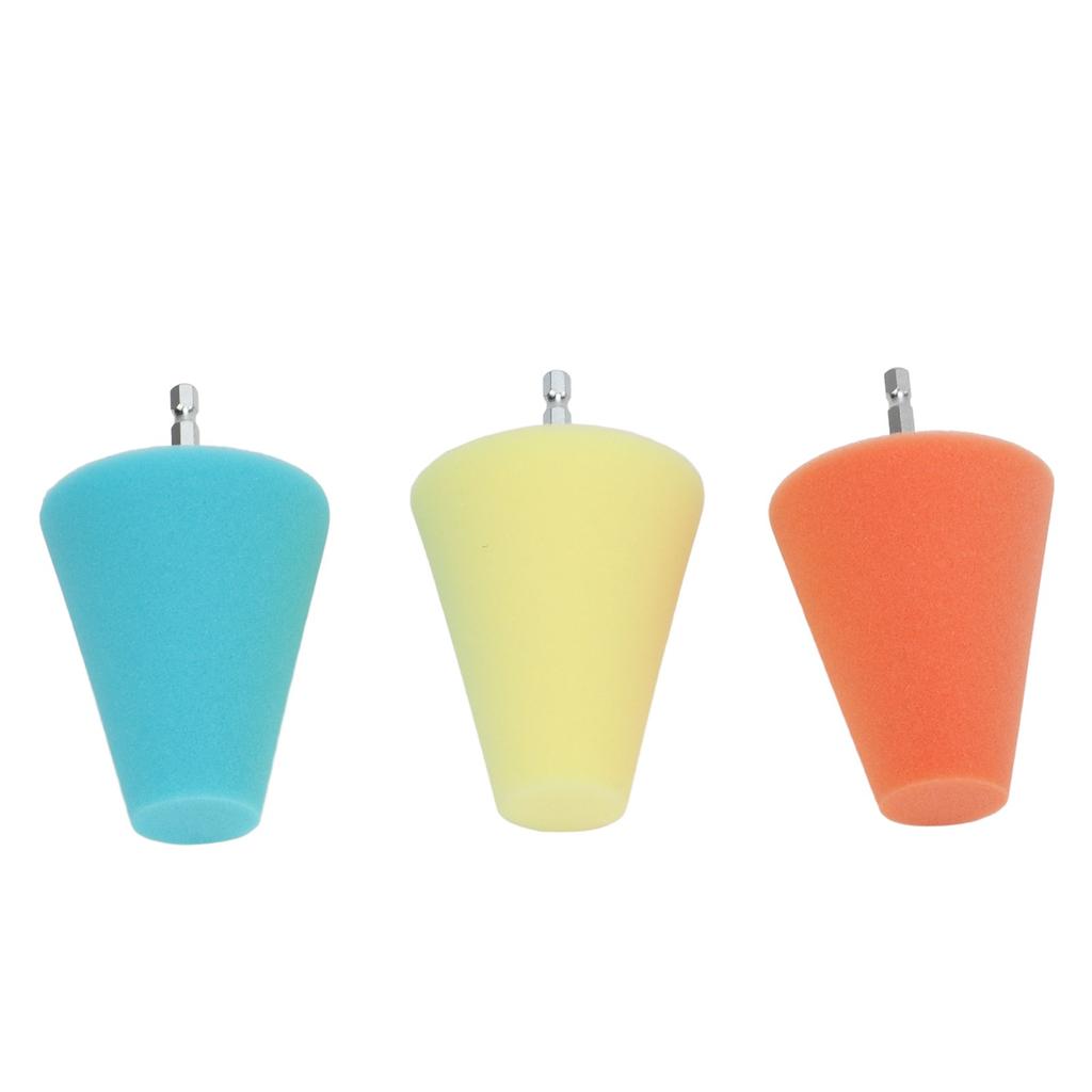 3PCS Hub Conical Polishing Sponge Buffing Foam Pad Wheel Care Tool for Cars Boats Motorcycles