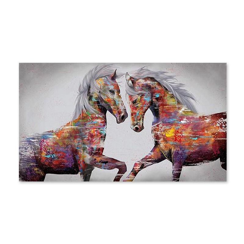 Pictură pe pânză cu trei cai care alergă, postere și imprimeuri de artă cu animale, pictură modernă, imagini de perete, pentru decorarea camerei de zi