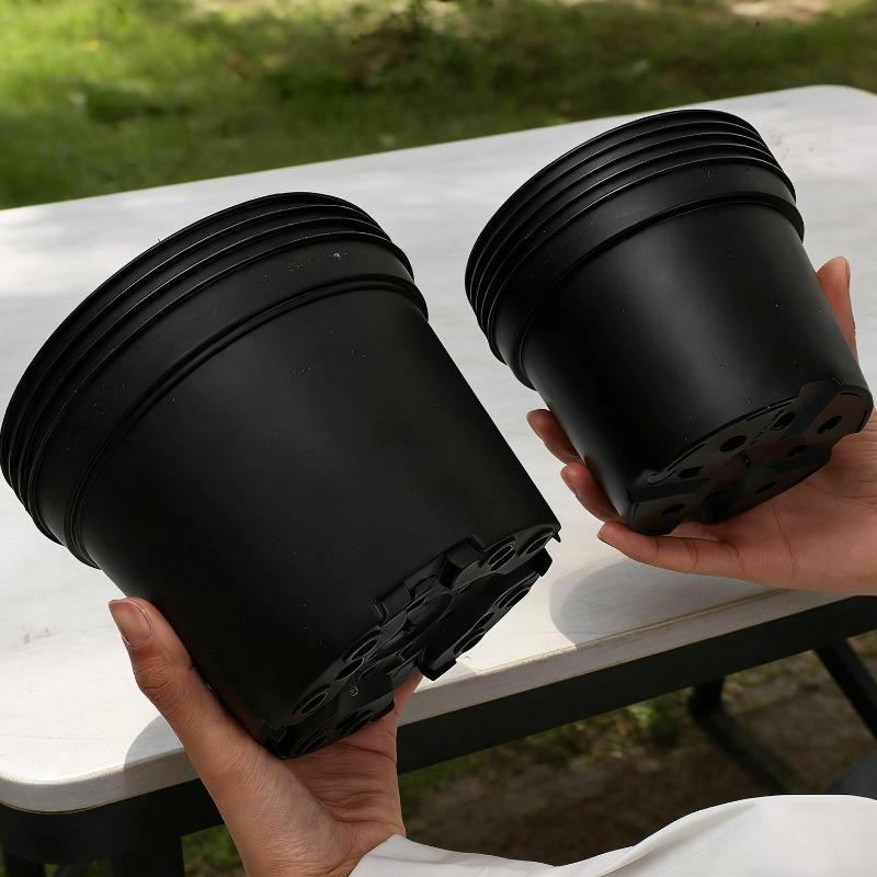 10PCS Black Plant Nursery Pots with Drainage Holes Home Indoor Outdoor Balcony Garden Planting Flower Pots Plastic Grow Boxes
