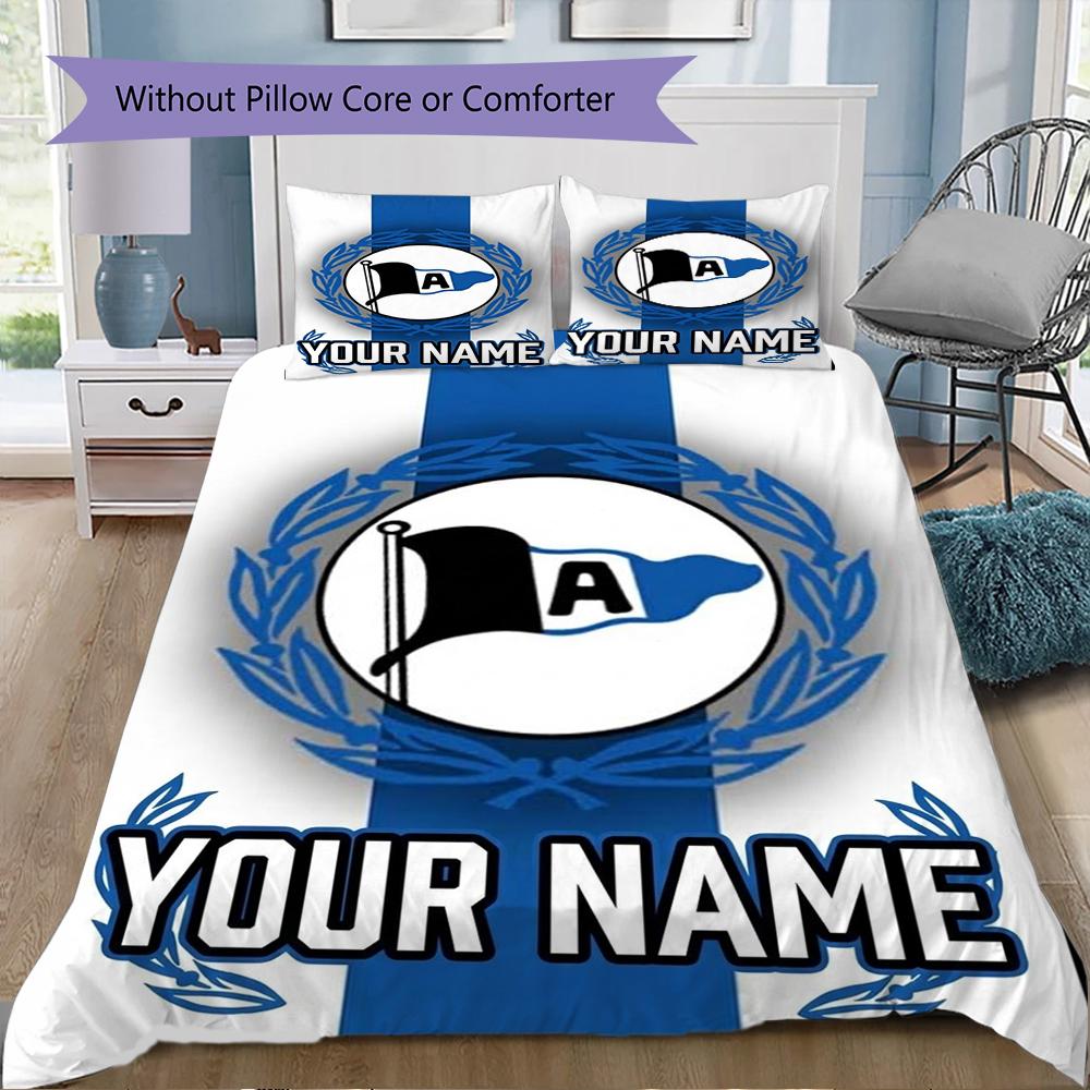 Custom Name Arminia Bielefeld Pattern Bedding uilt Set uilt Cover Pillowcase Home Decoration Birthday Gift (1*duvet cover+2*pillowcase without core)