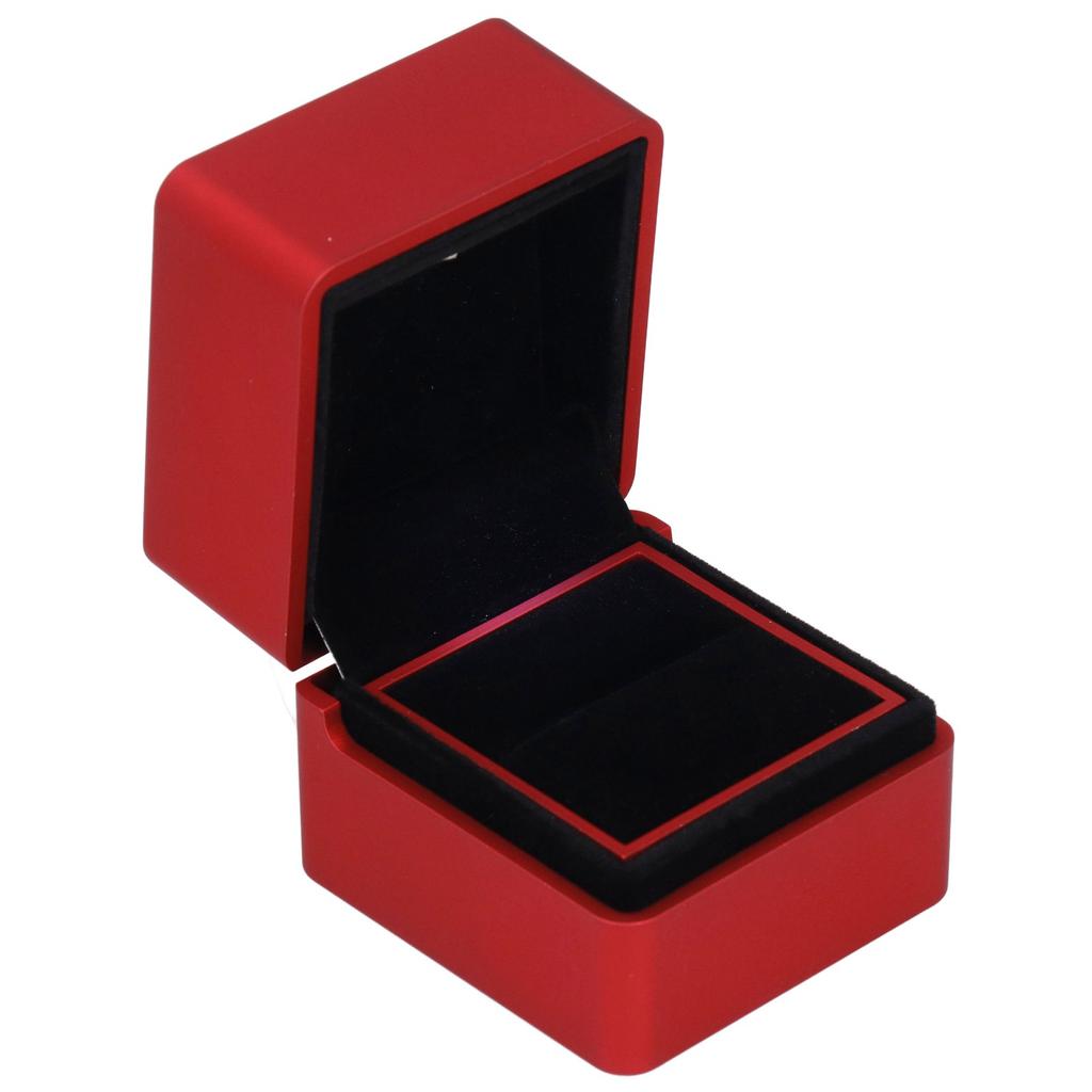 Samt-Ringbox mit LED-Beleuchtung, umweltfreundlich, sicher, giftfrei, elegantes Design, romantisches Ambiente, Verlobungsringbox, Rot