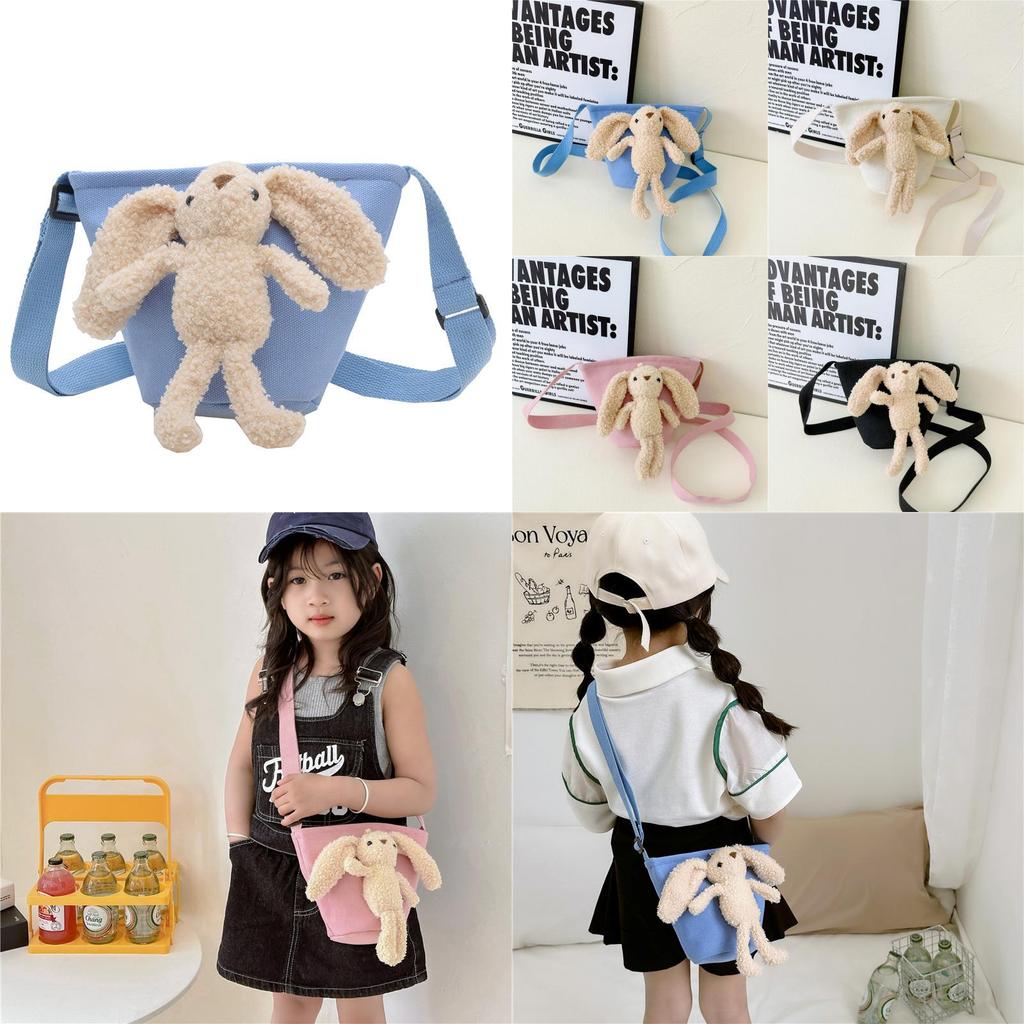Adorable Korean Style Children's Bear Crossbody Bag Cute Canvas Purse For Girls