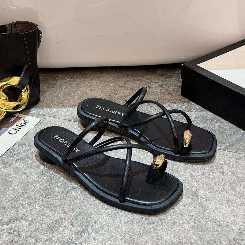 

Популярная мода римские сандалии женские оптом лето новый набор пальцев низкий каблук пляжная обувь сандалии женские модели 40 чёрный