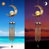 Solar Moon Wind Chimes Outdoor Hanging Decoration with Crackle Glass Ball Moon Wind Bells Light Decorative Party Favors