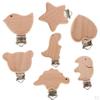 Baby Teething Toy Wooden Animal Shape Pacifier Clip friendly