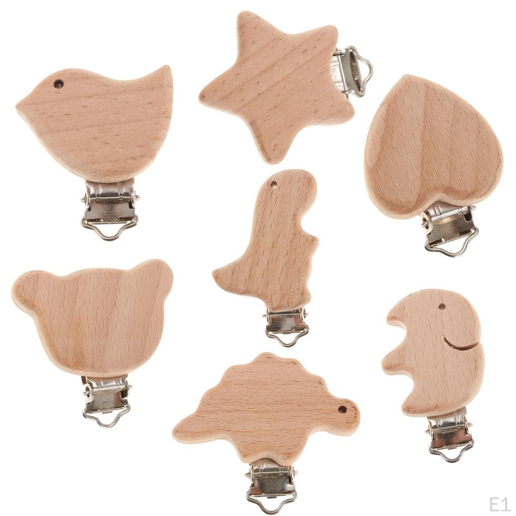 Baby Teething Toy Wooden Animal Shape Pacifier Clip friendly