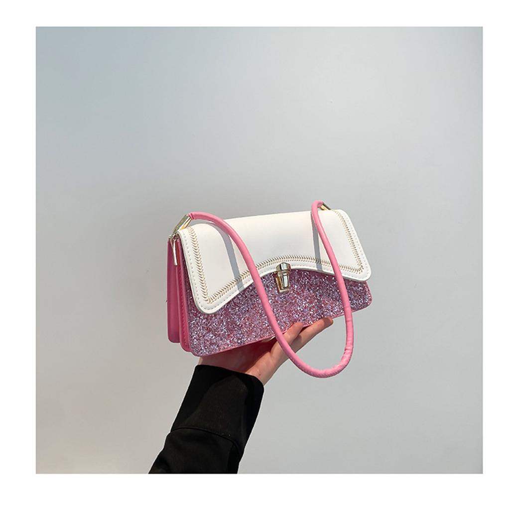 Large Capacity Splicing On The New Foreign Fashion Sequins Fashion Shoulder Armpit Small Square Bag for Women